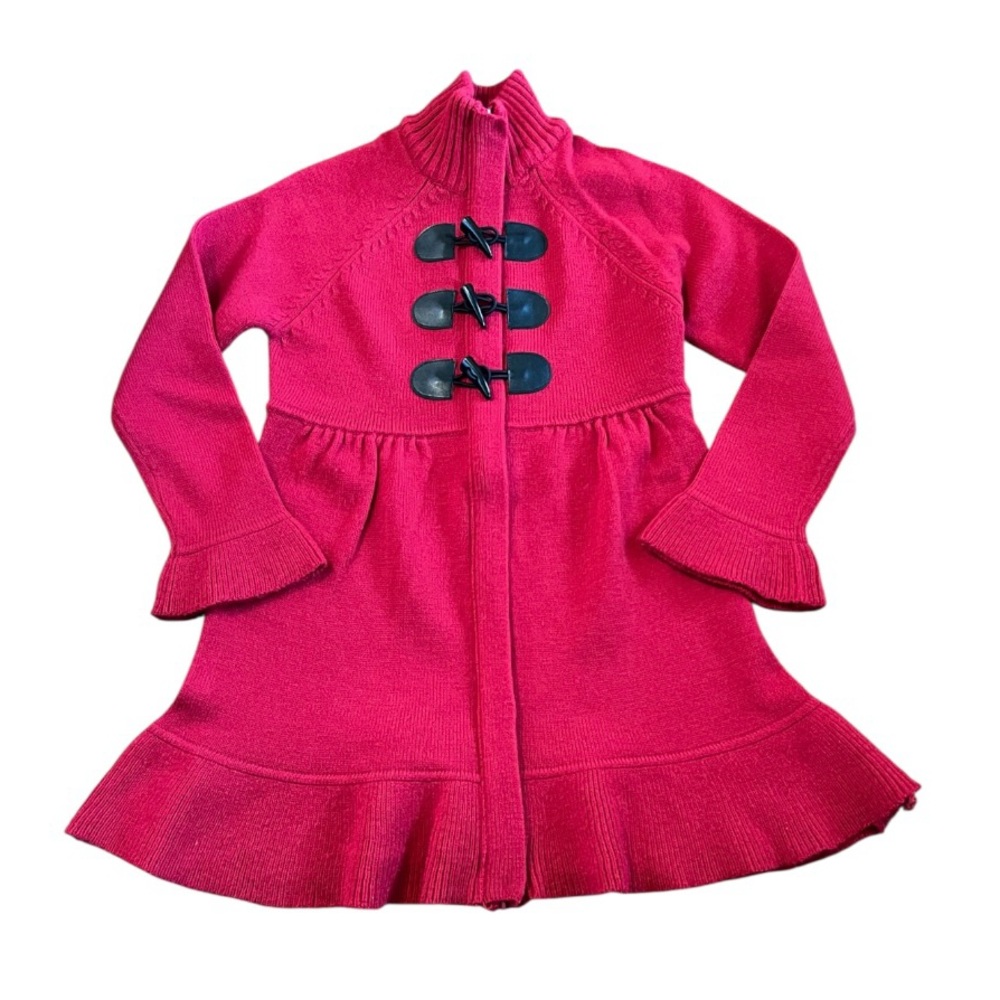 Takeout Kids Red Zip Up Cardigan Sweater with Black Accents